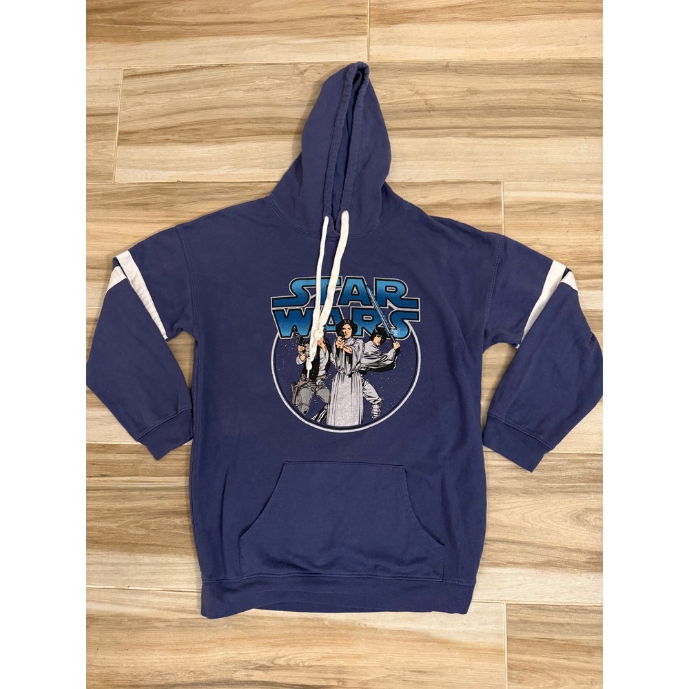 Star Wars Graphic Hoodie Blue Han Solo Leia Luke Skywalker Sweatshirt Large